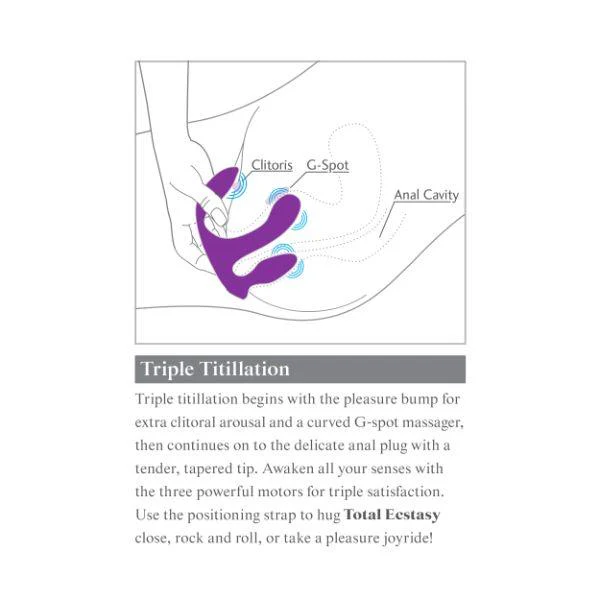 Pipedream 3Some Total Ecstasy Triple Stimulation Silicone Vibrator Purple - Image 10